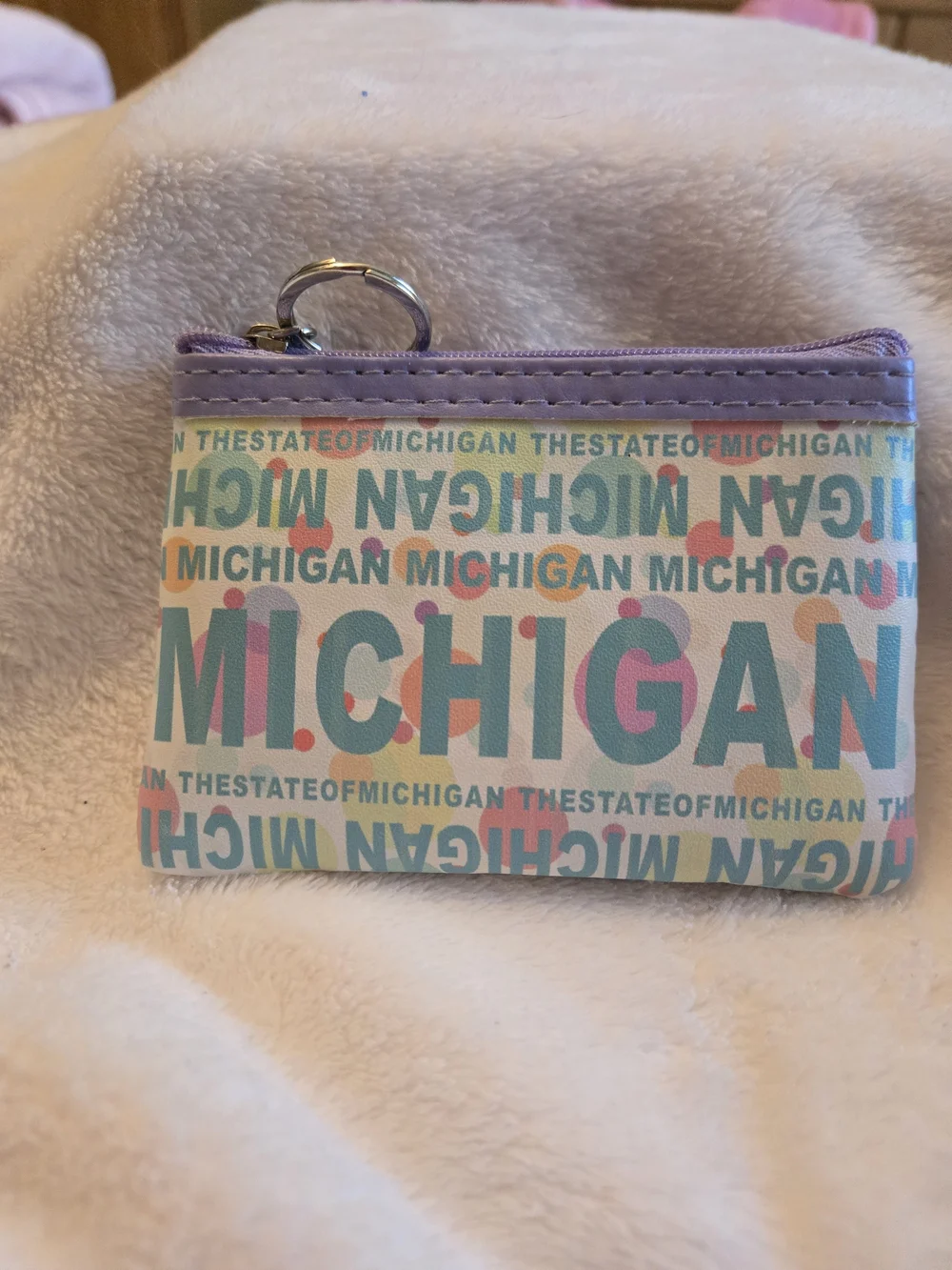 Michigan Graphic Zip Card Wallet - Lavender Accent